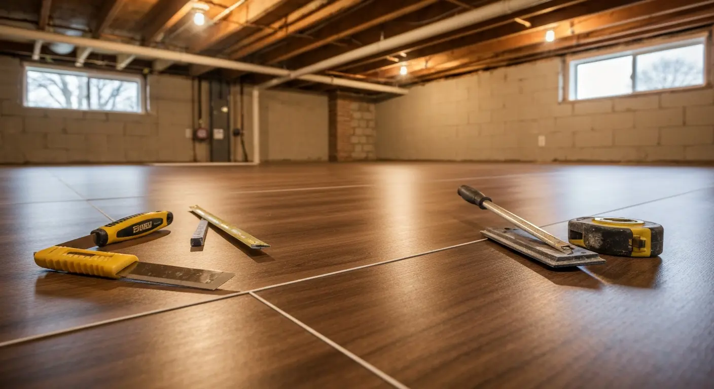 Waterproof basement flooring installation