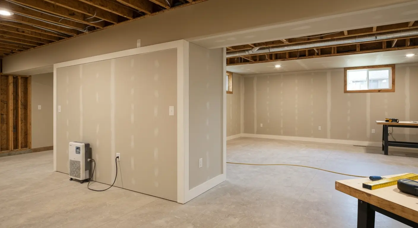 Finished basement with recreation area