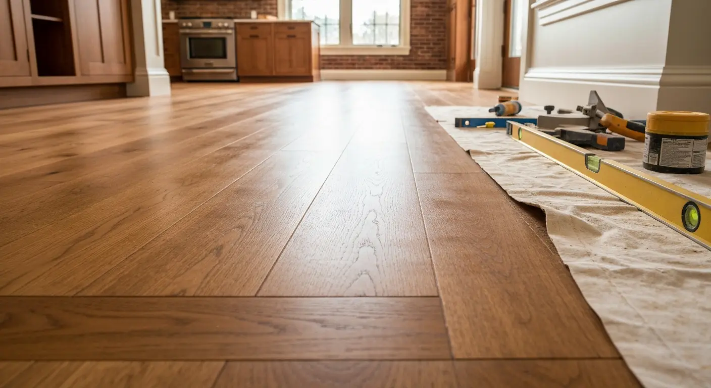 Hardwood kitchen installation