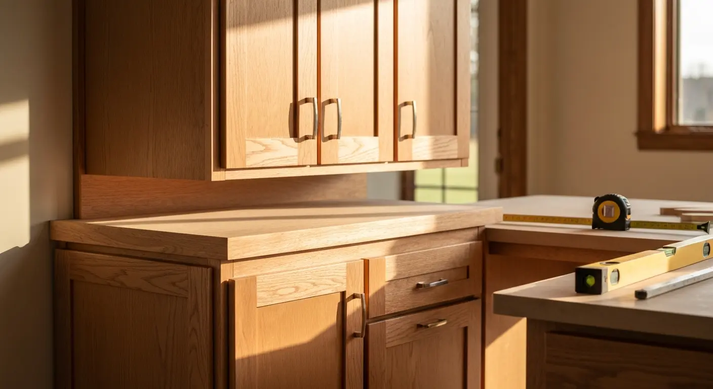 Custom cabinet installation in kitchen