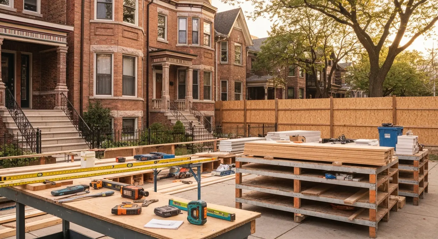 Professional job site management in established neighborhood
