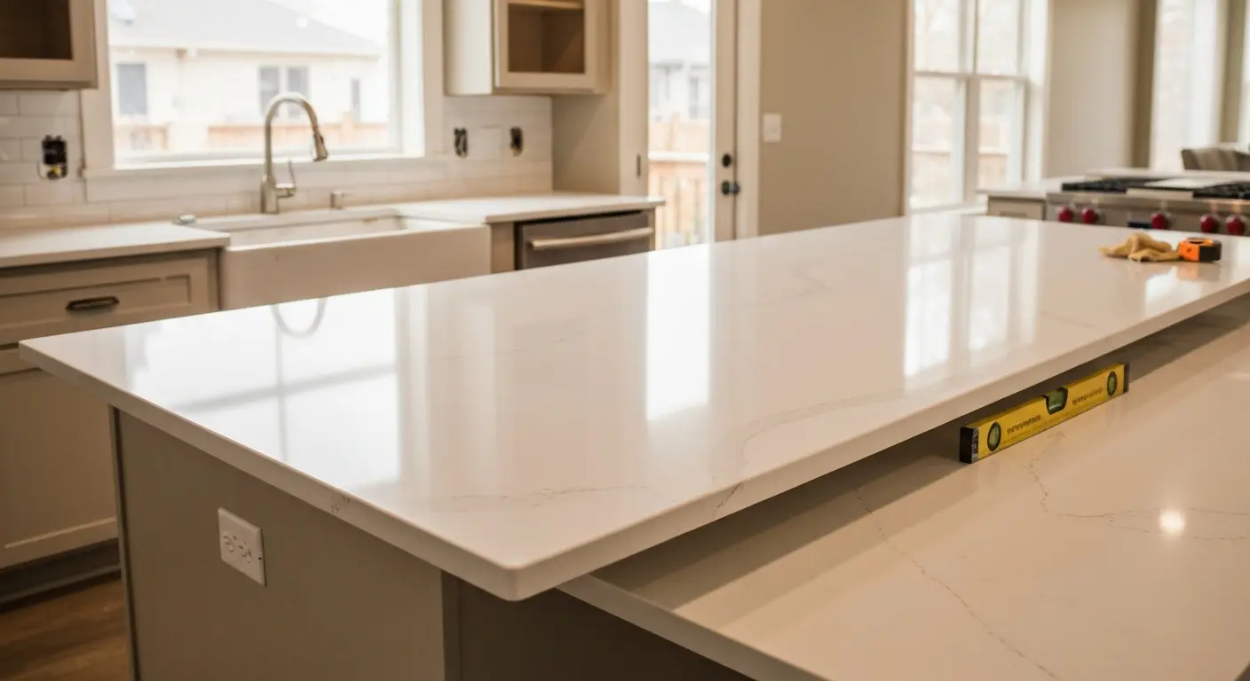 Kitchen island countertop installation