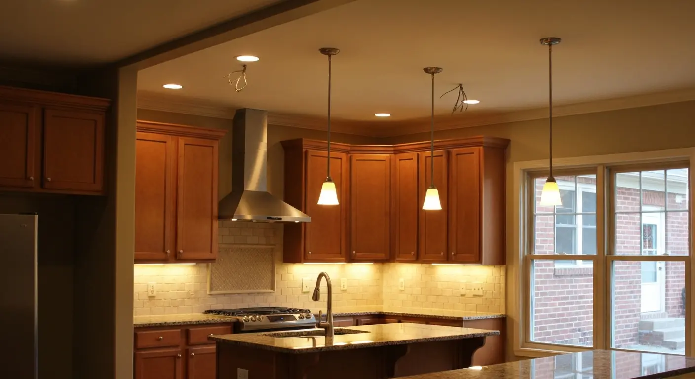 Modern kitchen lighting installation