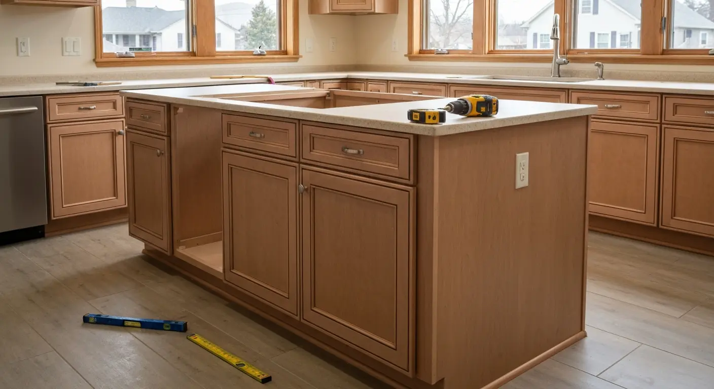 Kitchen island cabinet installation