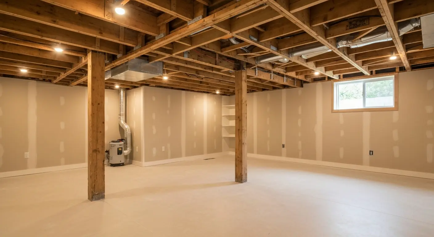 Finished basement renovation in Northside