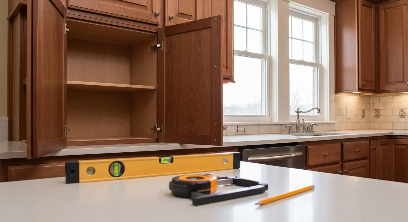 Custom cabinet installation in kitchen
