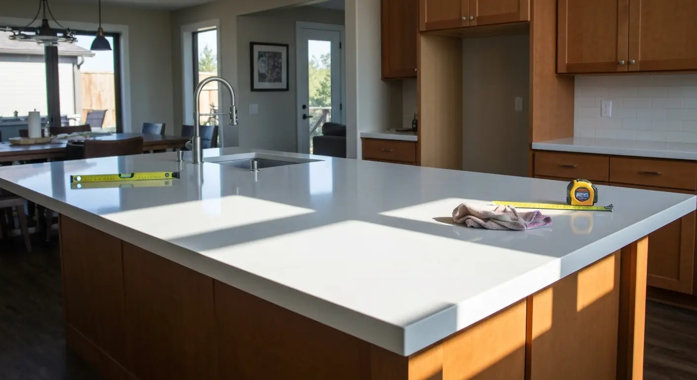 Kitchen island with countertop installation