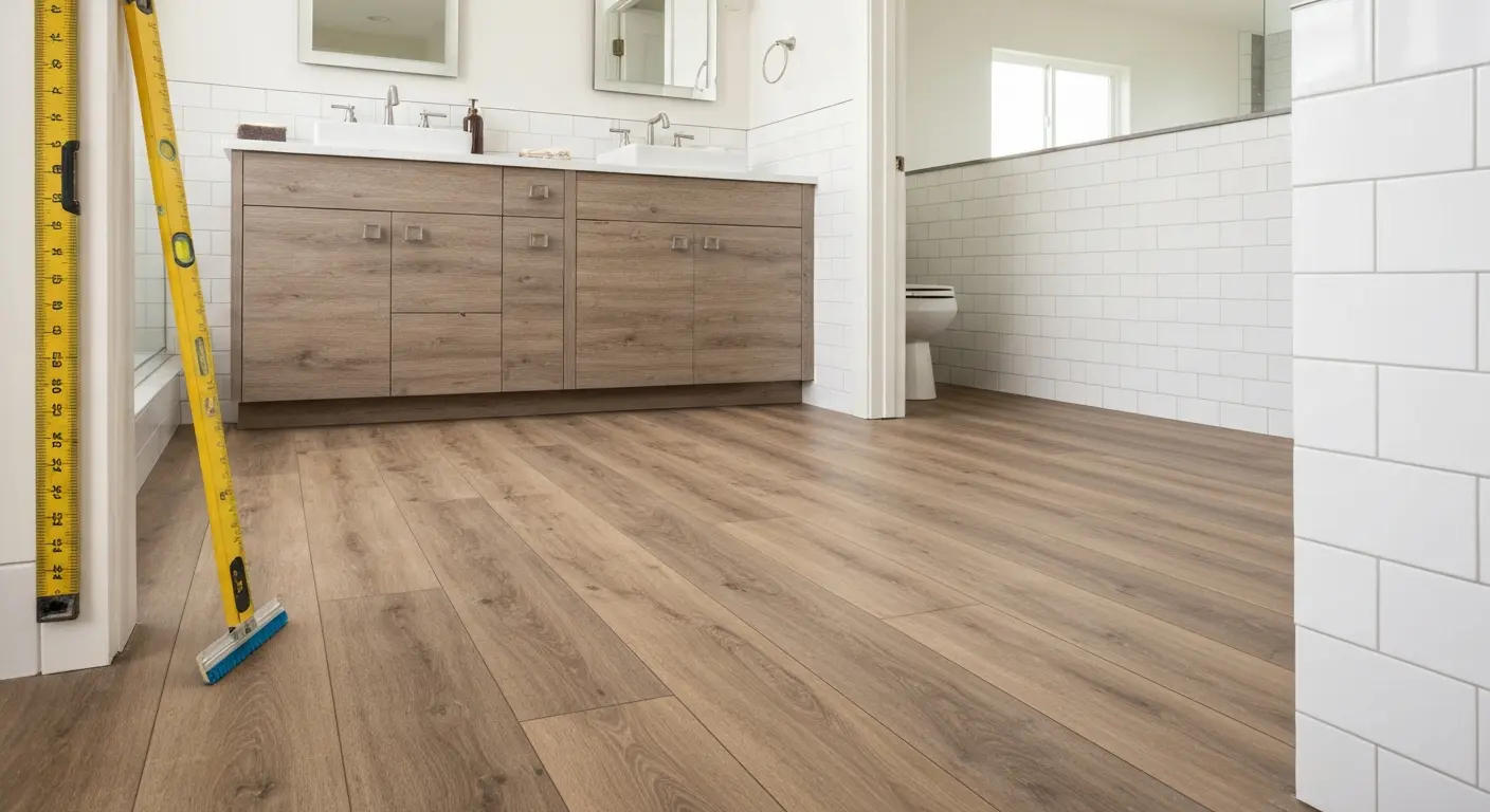 Modern vinyl plank bathroom flooring