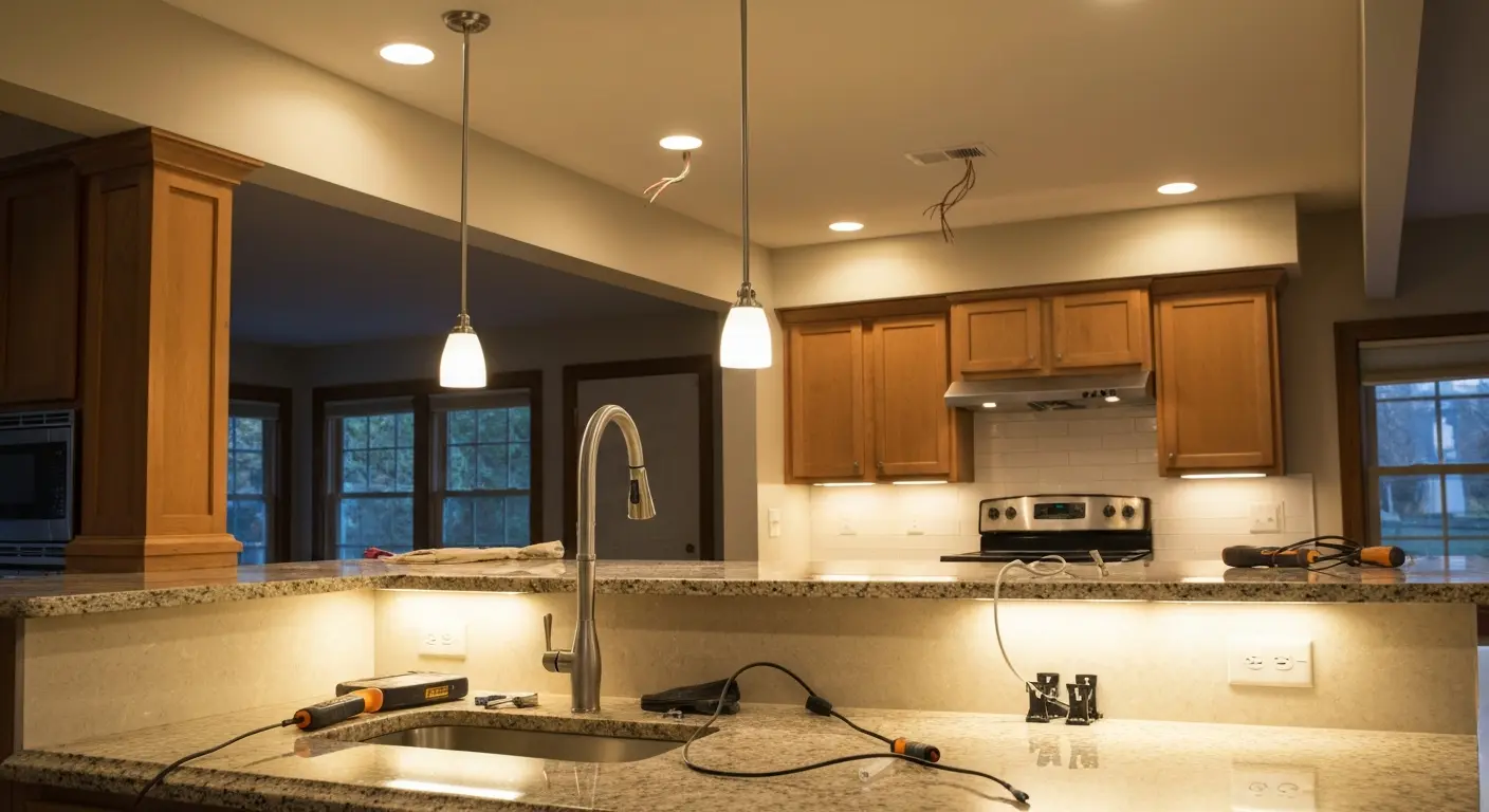 Kitchen lighting installation