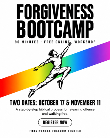Forgiveness Bootcamp: four dates, October 17, November 11, December 15 and January 12