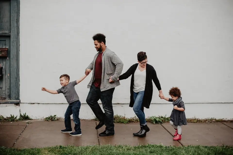 Family walking together outdoors