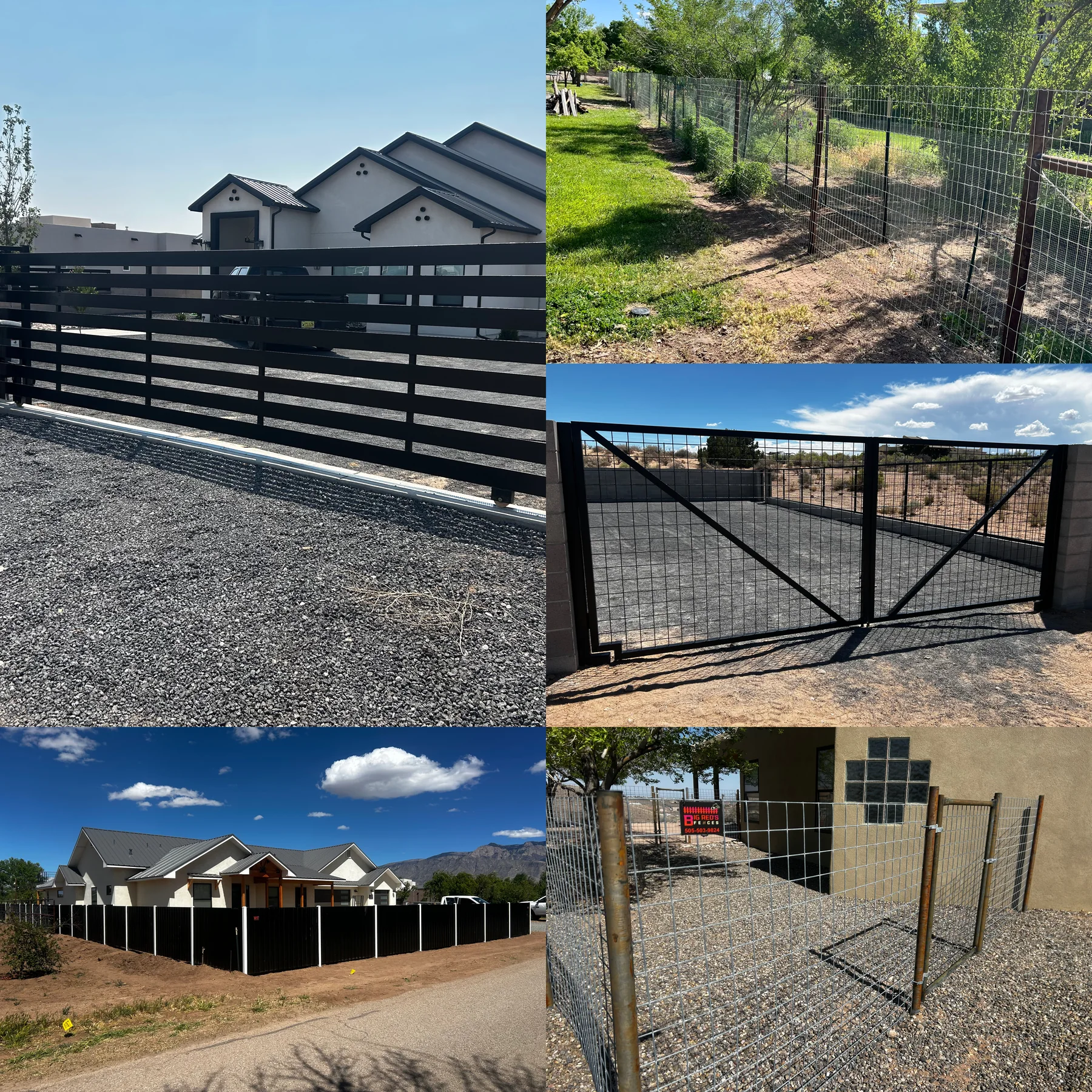 Collage of completed metal fence projects