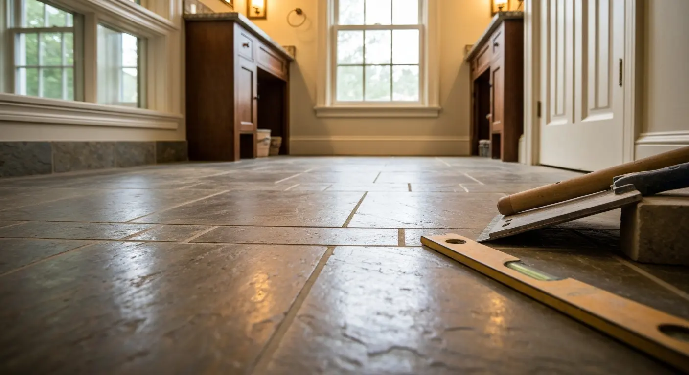 Natural stone bathroom floor