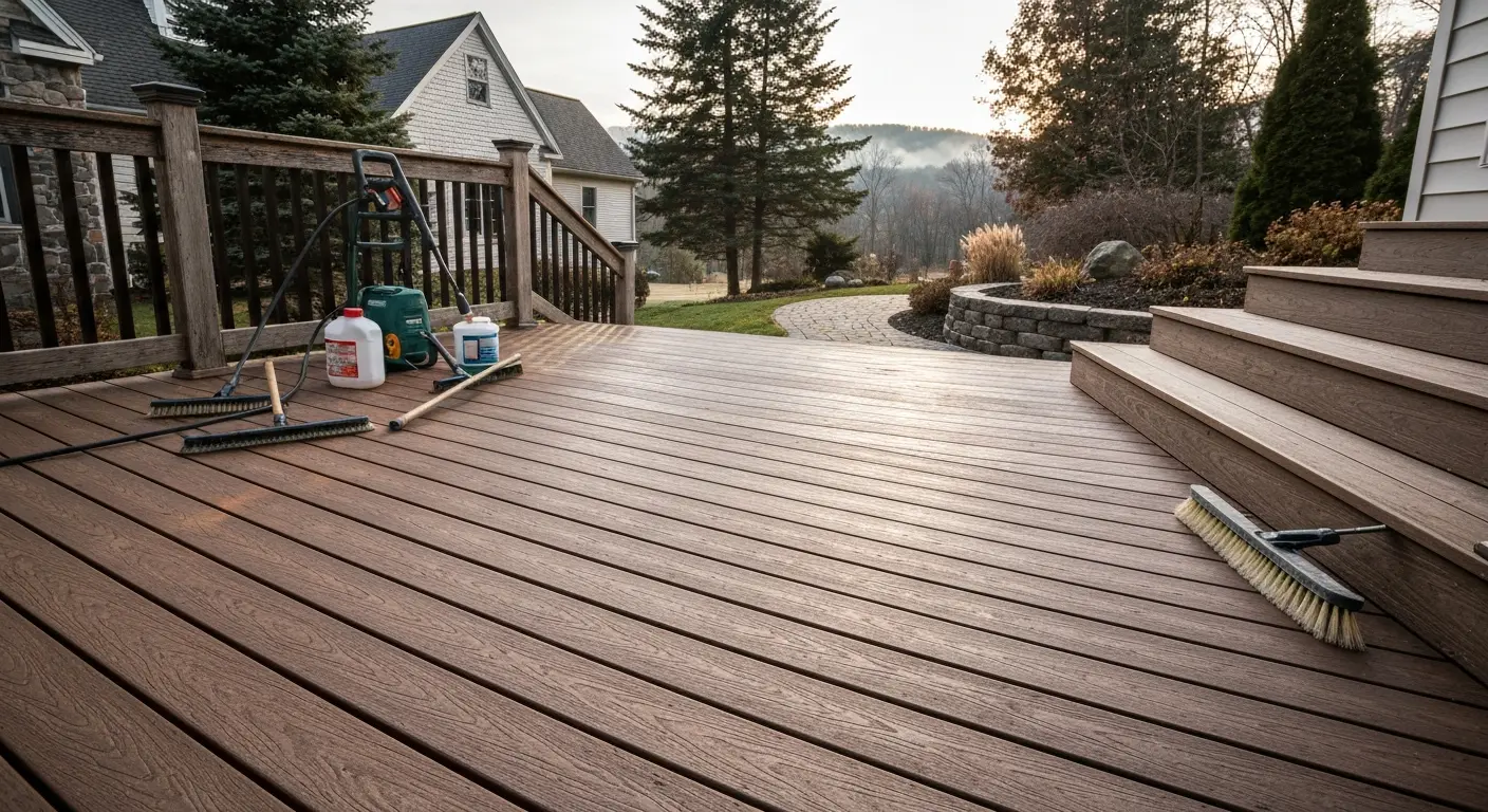 Composite deck cleaning and restoring