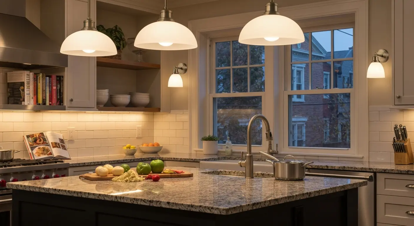 Wall sconce lighting in kitchen