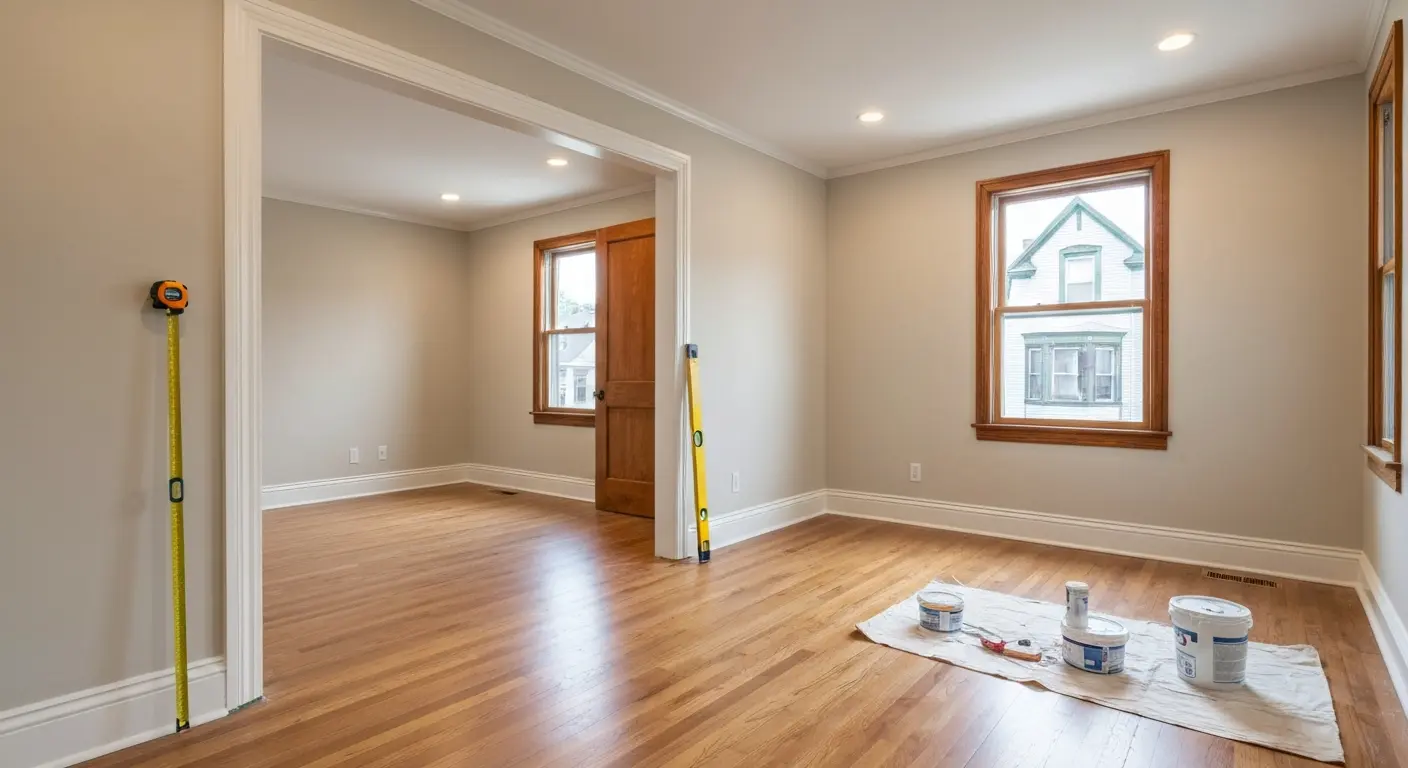 Interior remodel showing updated bedroom space