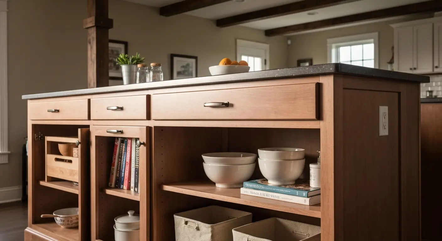 Island storage and cabinetry installation