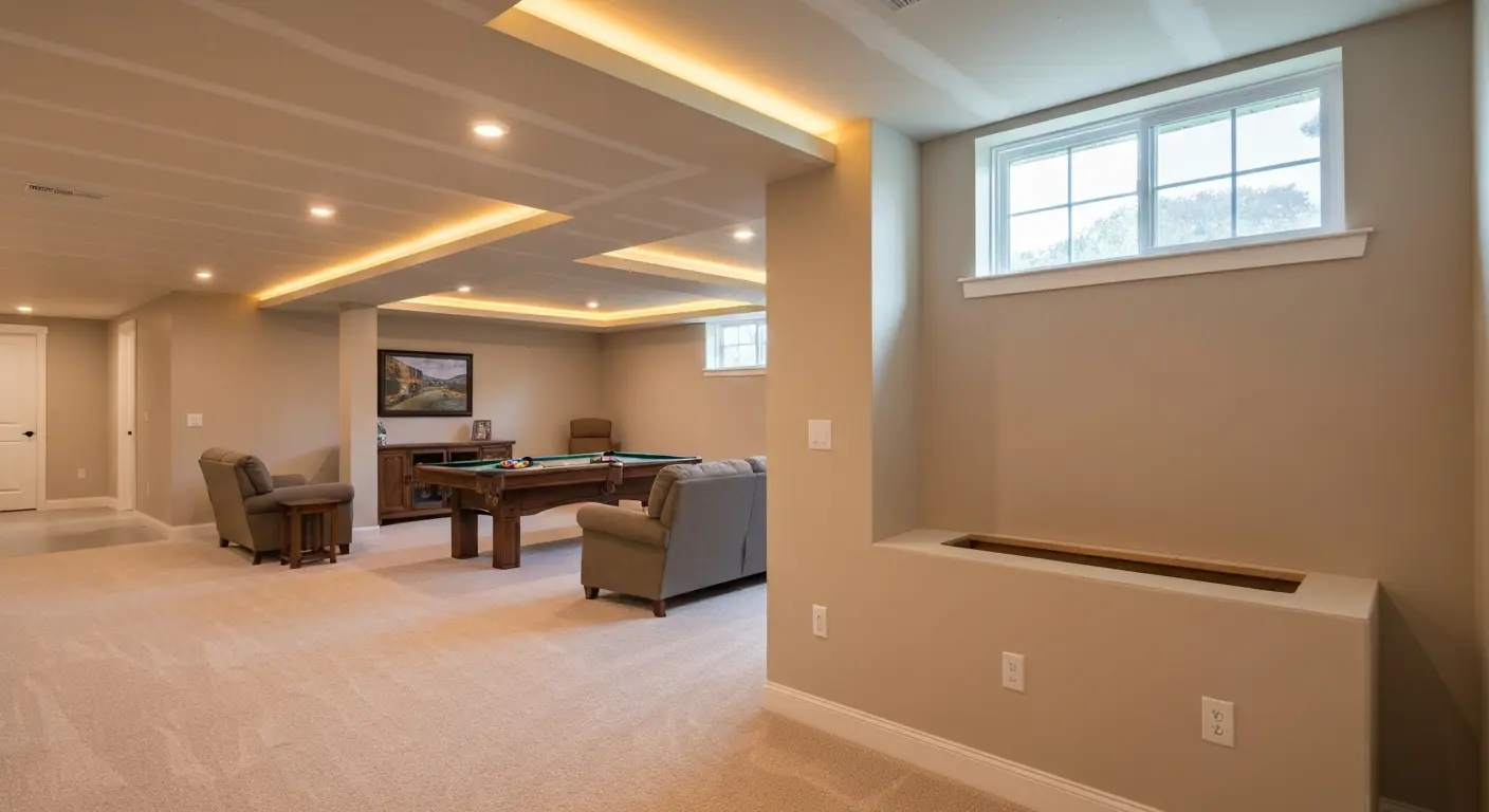 Finished basement recreation space