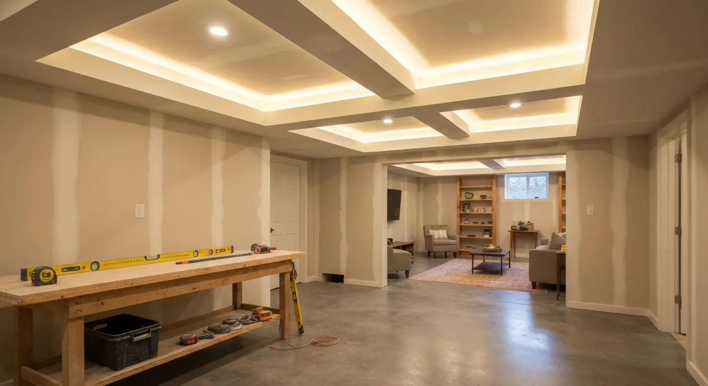 Finished basement living space