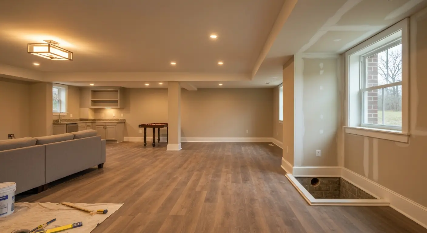 Finished basement with living area
