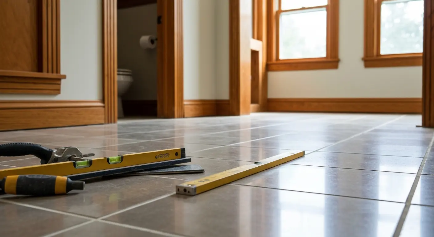 Bathroom tile floor installation