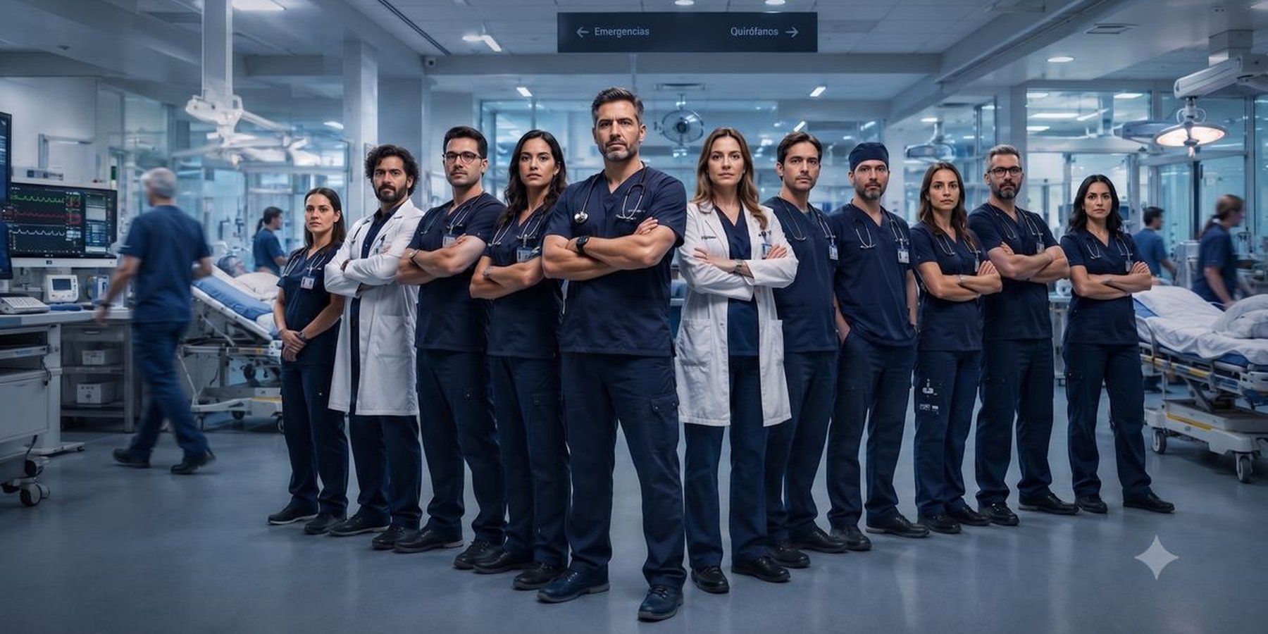 Equipo médico de hospital con ambos en Guardapolvo T400 de Alpaflex