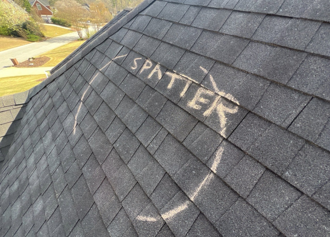 Hail spatter on shingles