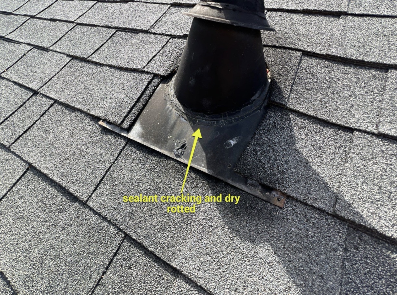 Dry rotted vent pipe sealant