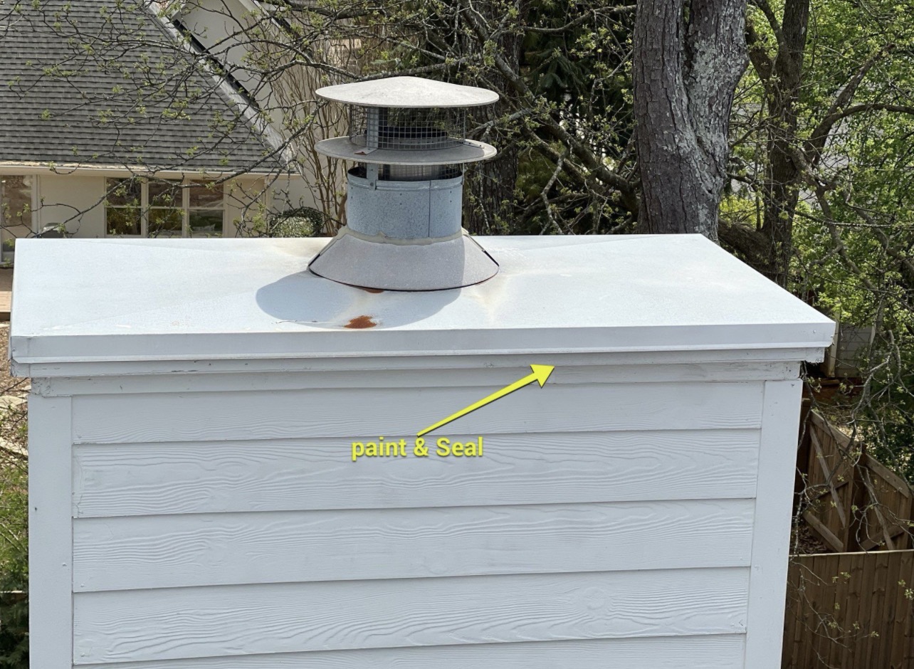 Chimney cap needing paint and sealant