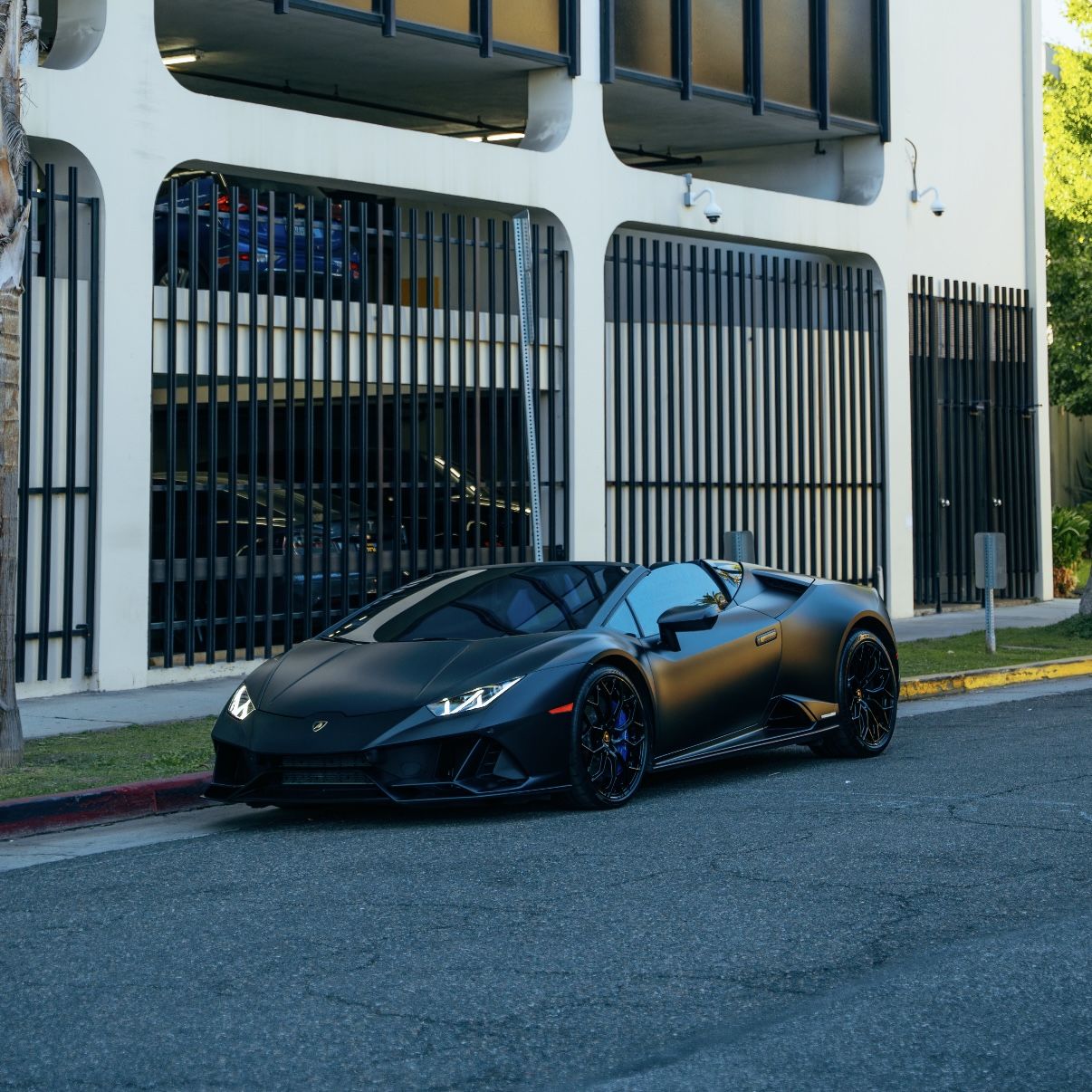 Matte black Lamborghini Huracan EVO Spyder