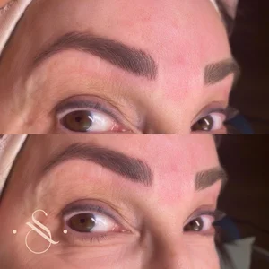 Microblading before and after natural hair strokes
