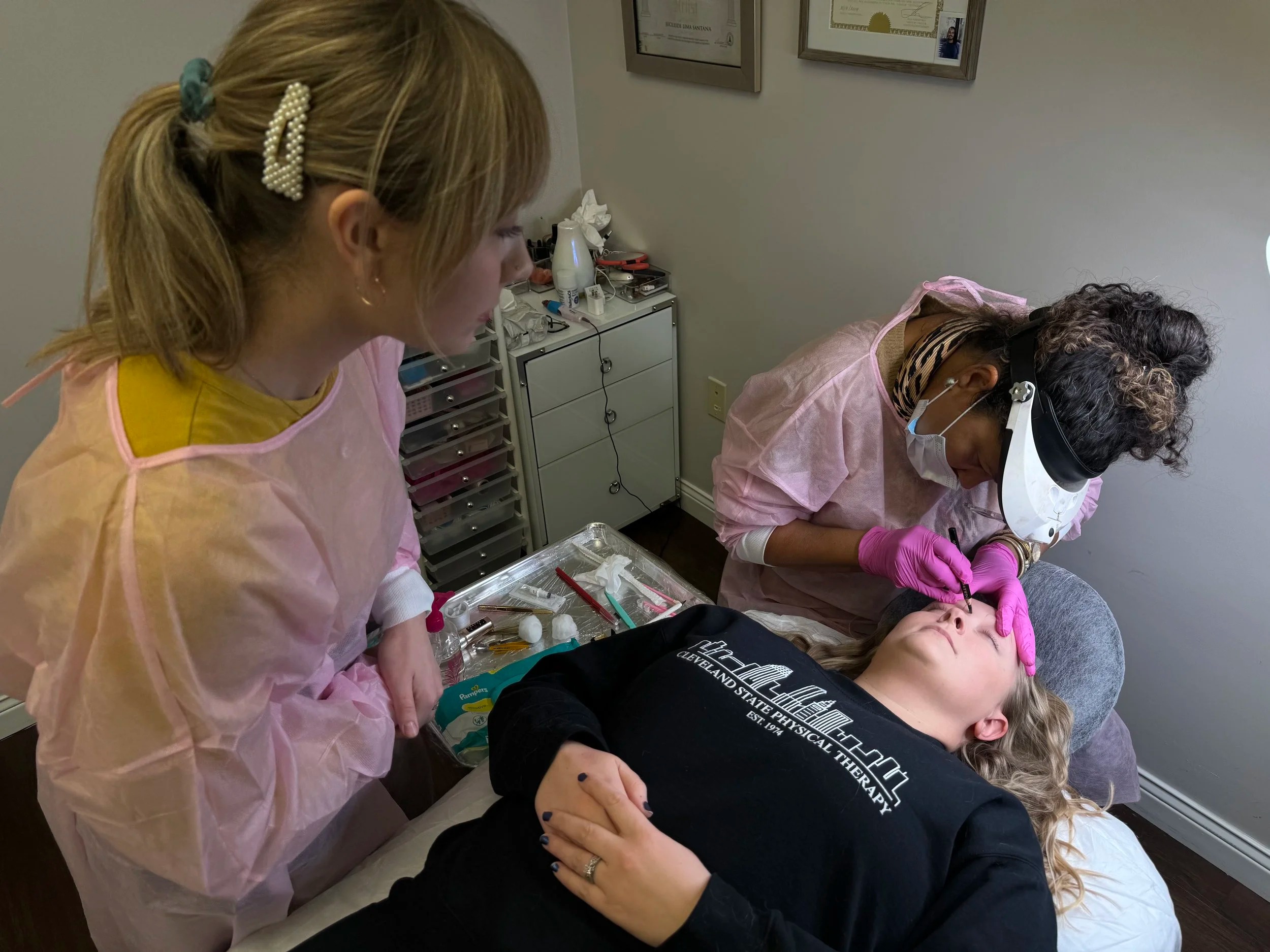 Microblading procedure at Lucia Santana Beauty