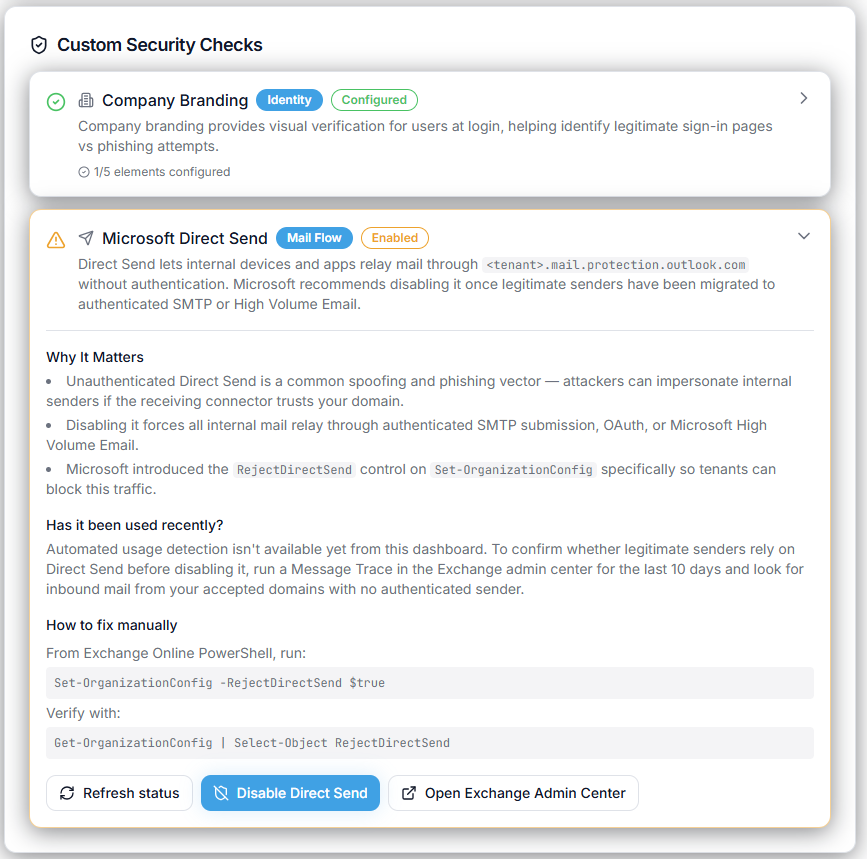 Disable Microsoft Direct Send with CIQ Cloud.