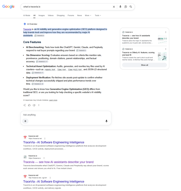 Tracevia Google Search
