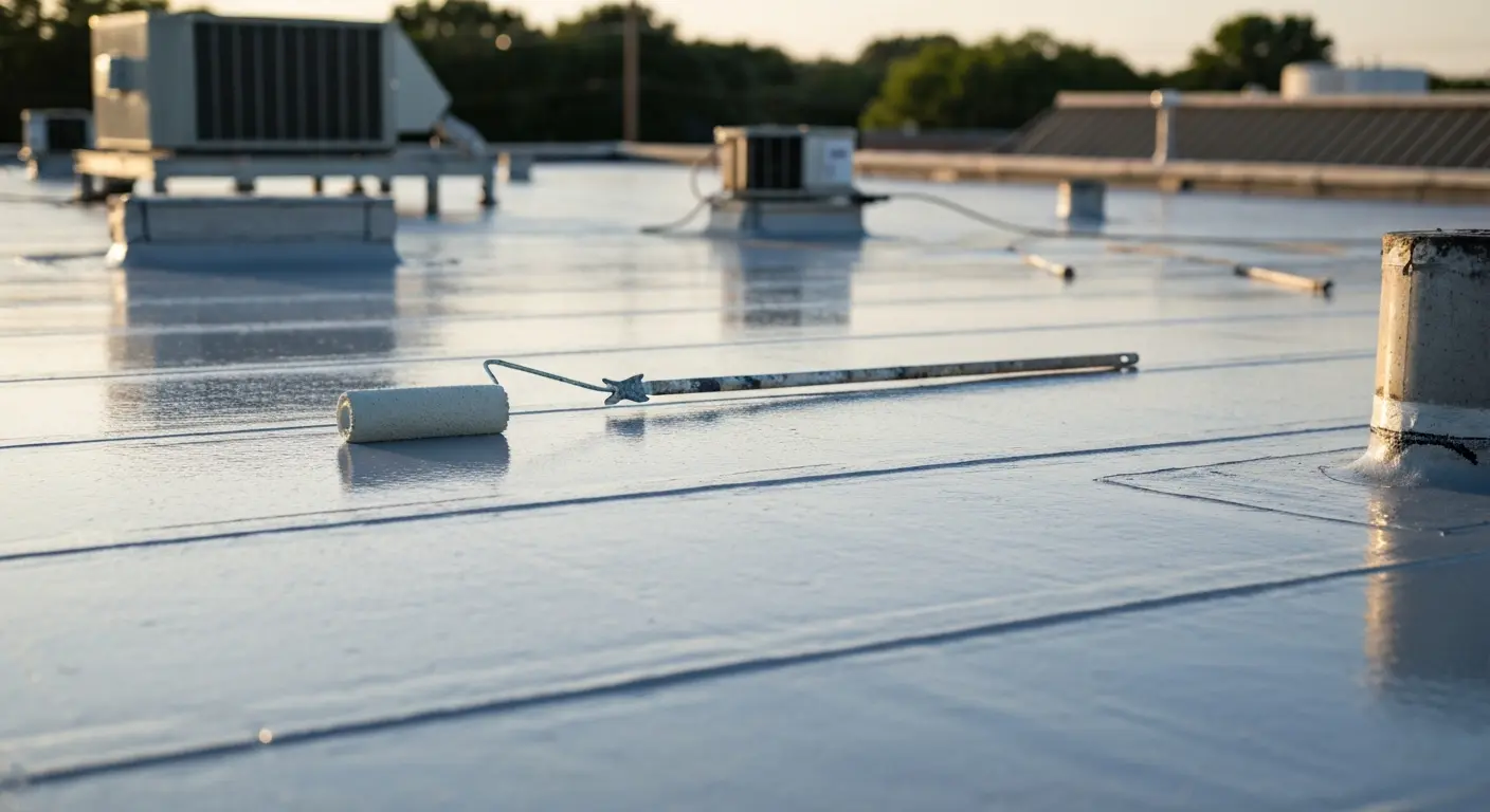 Commercial roof restoration with coating system