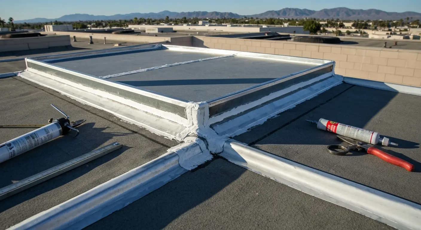 Roof flashing and sealing work