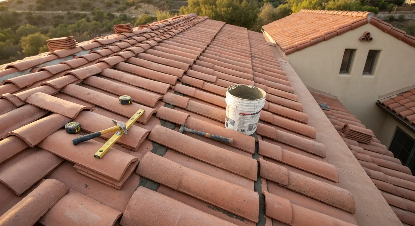Spanish tile roof installation