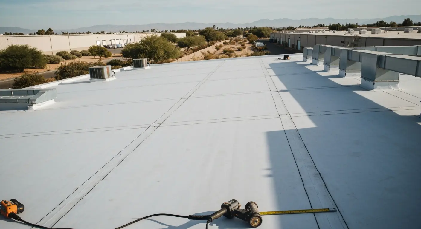 Commercial flat roof, TPO membrane system