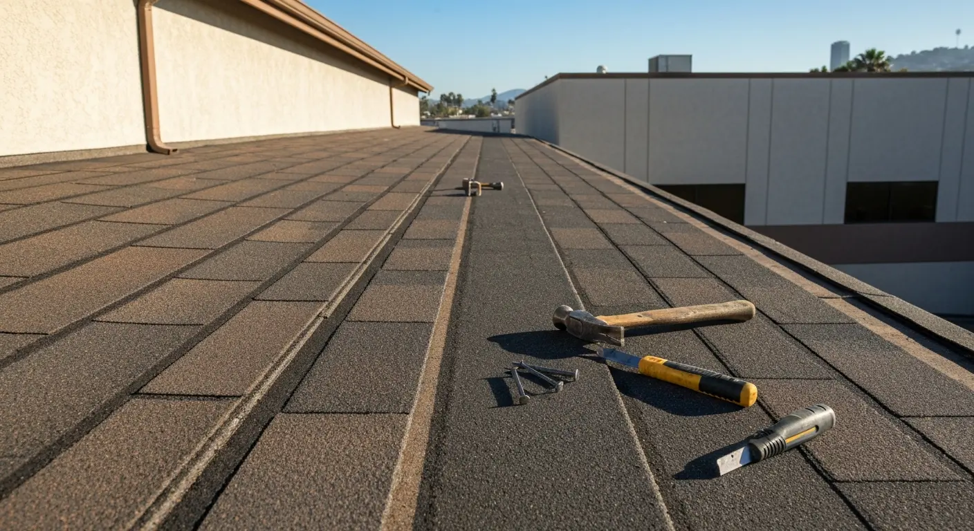 Roof repair work in progress