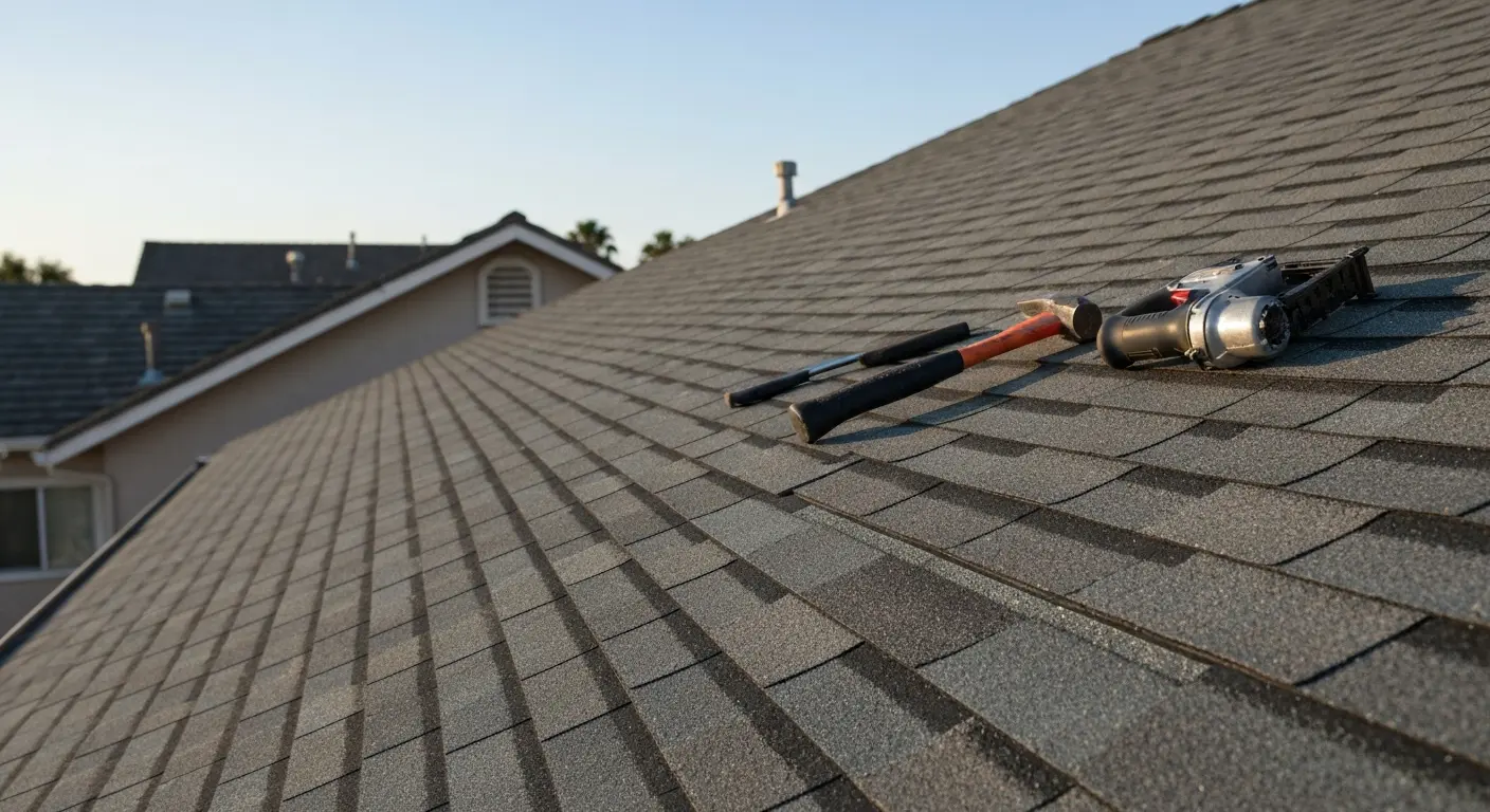 Residential roof repair in Fontana