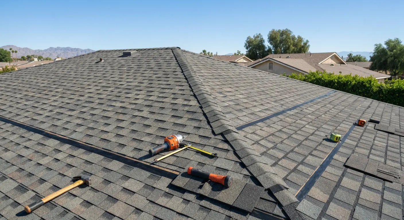 Full roof replacement, new shingles installed