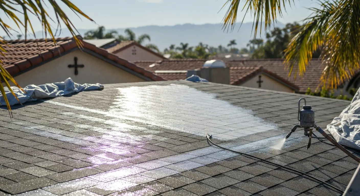 Roof restoration project in Tustin