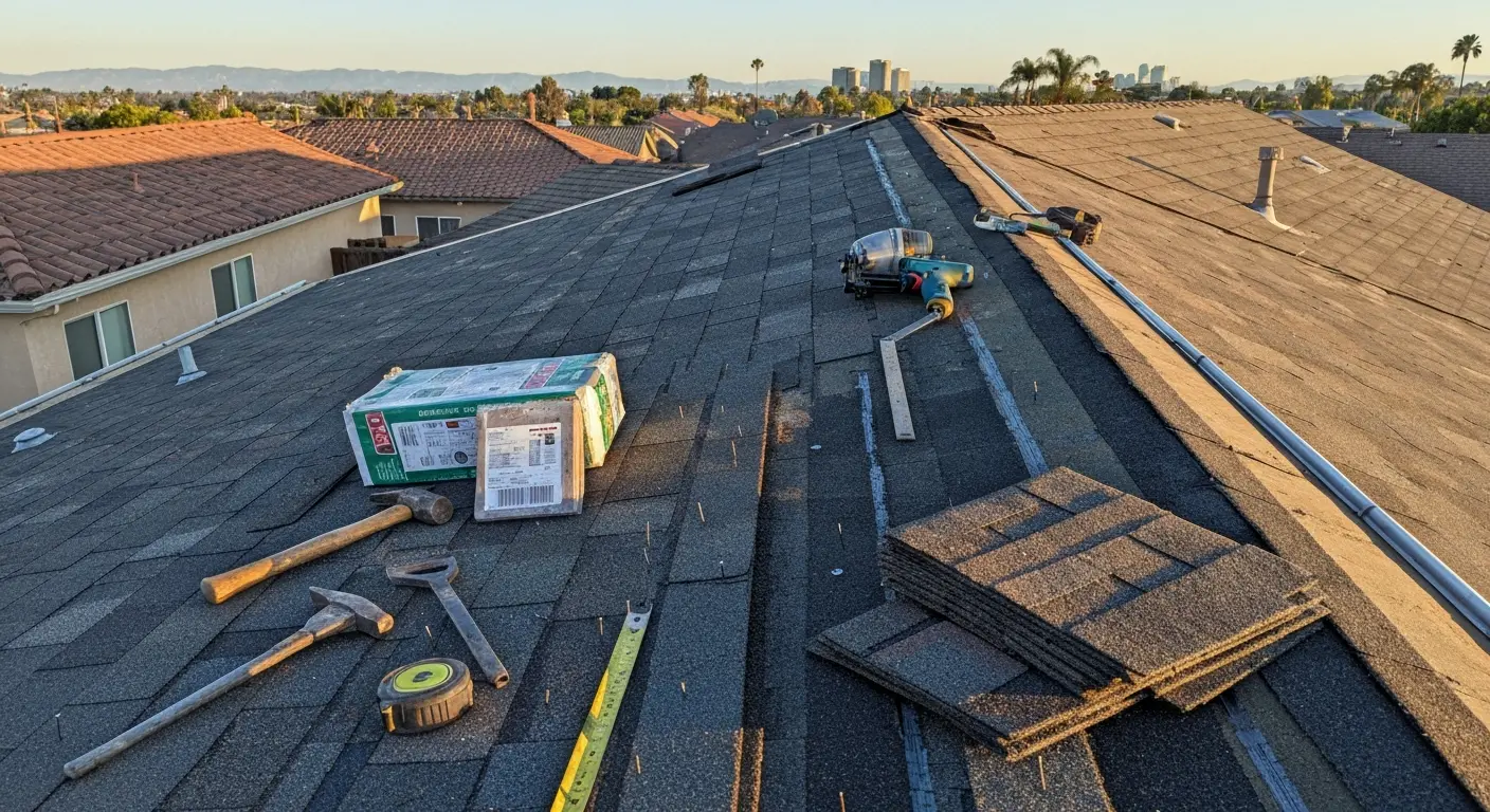 Residential roof repair project