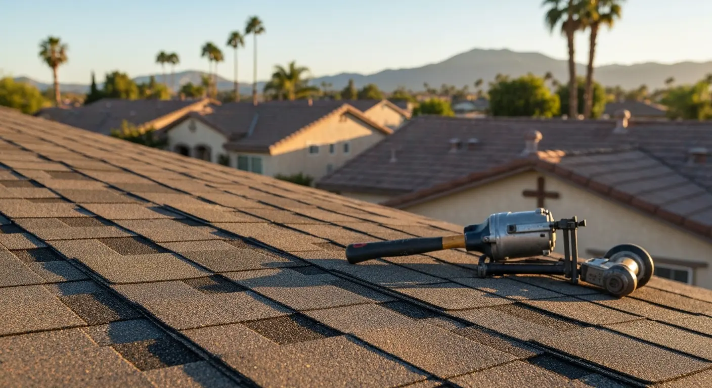 Roof shingles close-up
