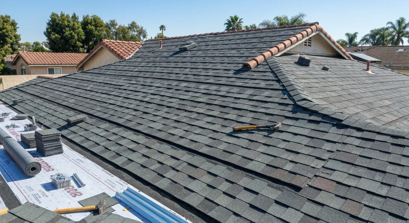 Residential roof replacement in South Corona