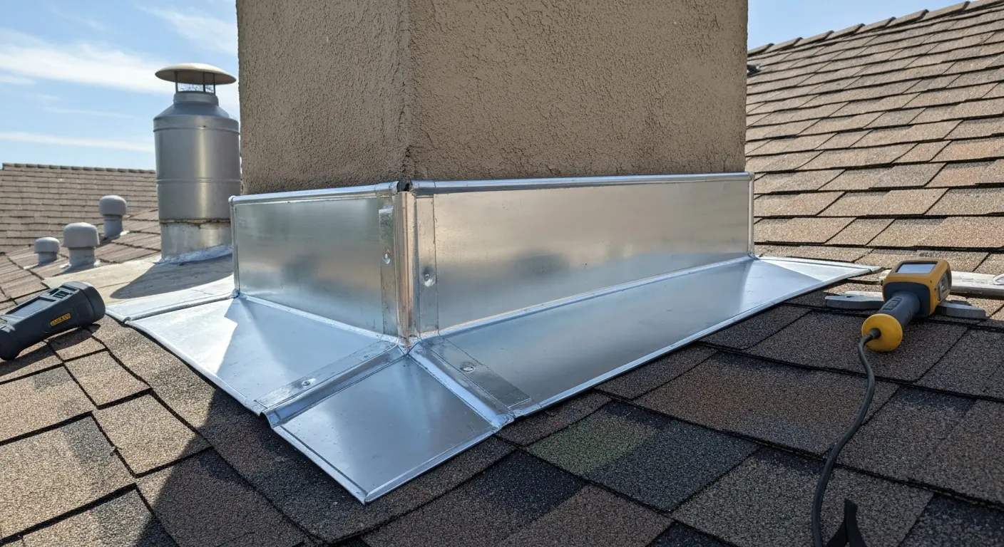 Roof flashing around chimney