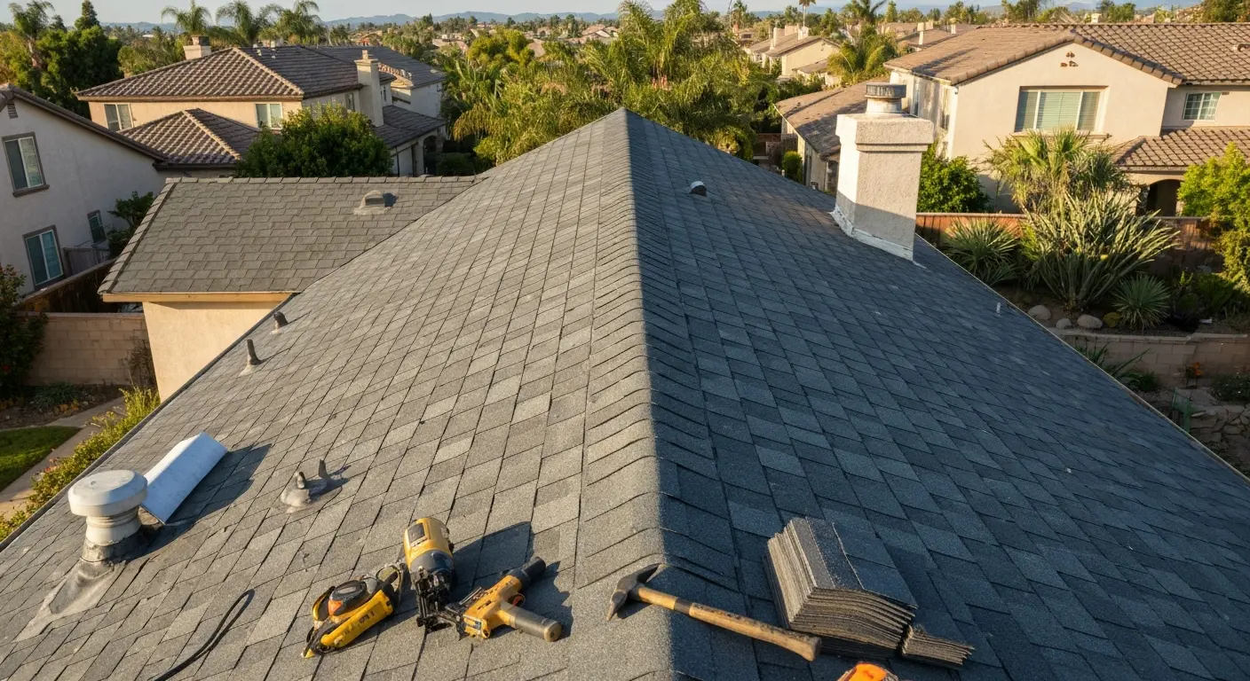 Residential roof replacement in Chino