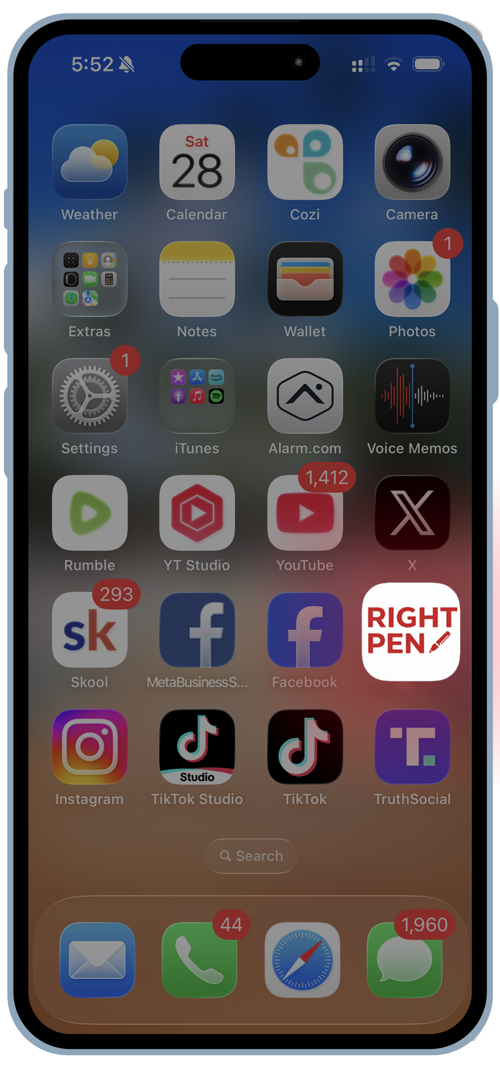 RightPen on iPhone home screen
