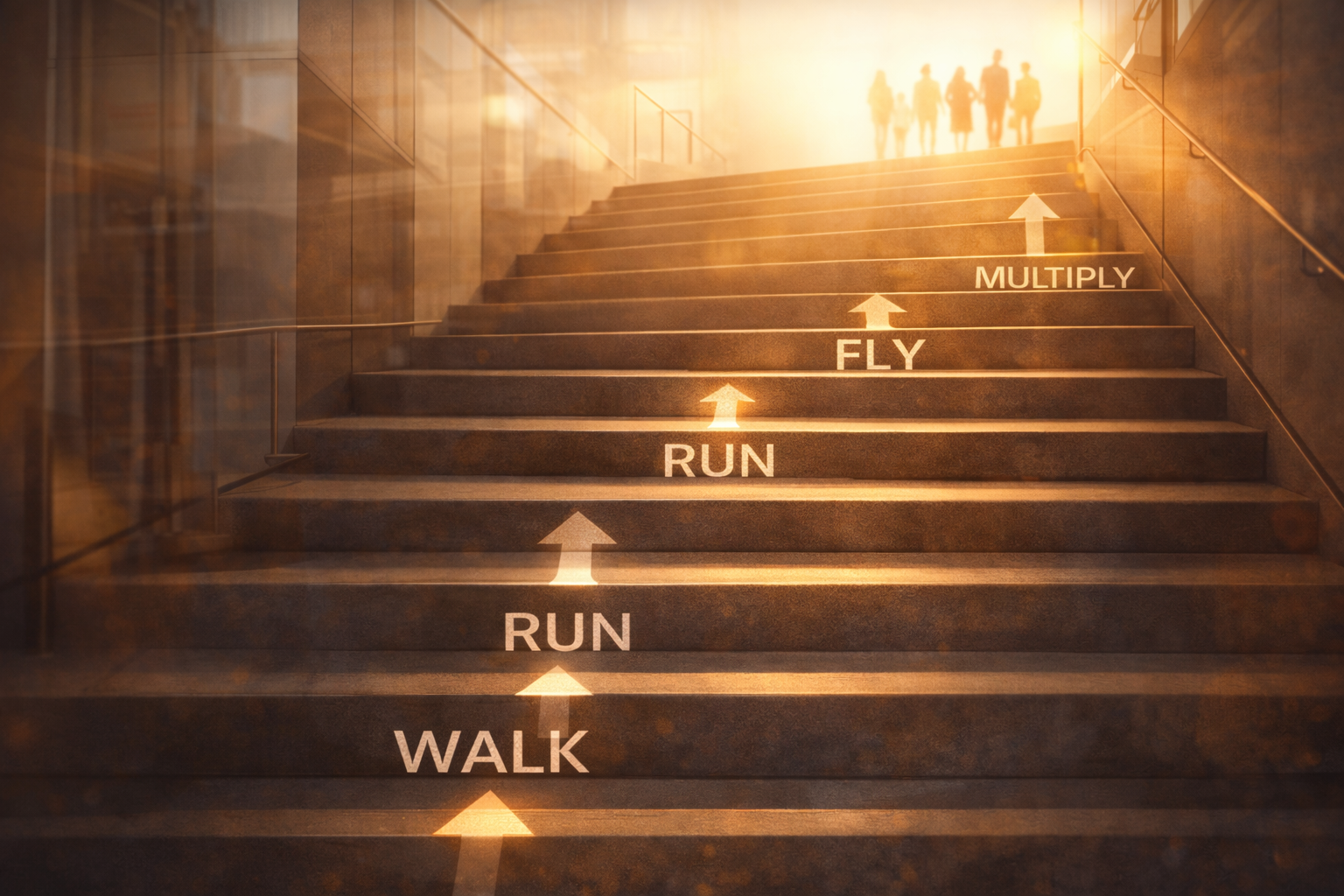 Walk → Run → Fly → Multiply Walk → Run → Fly → Multiply