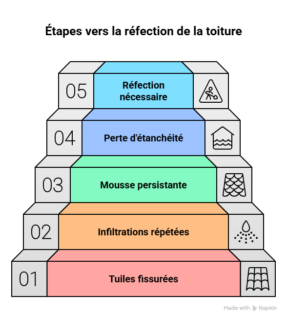 Comparaison avant/après d’une réfection de toiture avec inspection professionnelle à L’Isle-Adam.